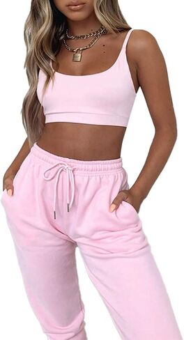 RUEWEY Womens Active Jogger Pants Cotton Sweatpants Workout Elastic Waist Drawstring Pants with Pockets in Saudi Arabia