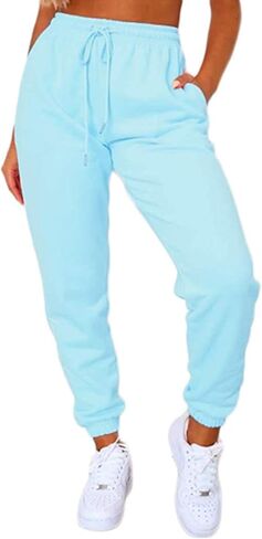 RUEWEY Womens Active Jogger Pants Cotton Sweatpants Workout Elastic Waist Drawstring Pants with Pockets in Saudi Arabia