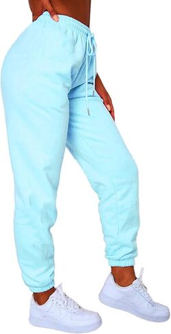 RUEWEY Womens Active Jogger Pants Cotton Sweatpants Workout Elastic Waist Drawstring Pants with Pockets in Saudi Arabia