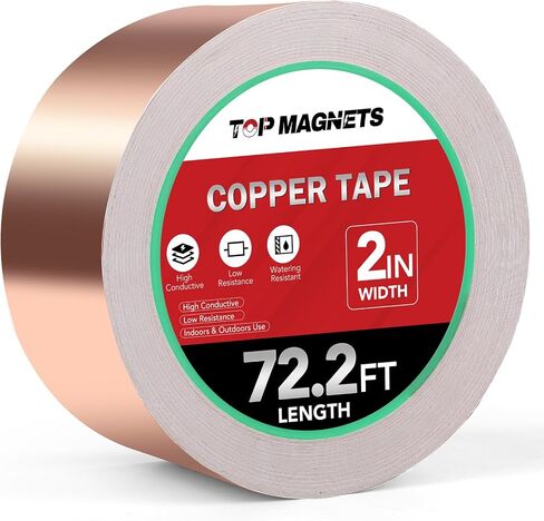 Copper Foil, Copper Tape (1inchX72.2FT), Copper Foil Tape for Stained Glass, Copper Foil Tape for Guitar and EMI Shielding, Soldering, Crafts, Electrical Repairs, Paper Circuits (1Rolls) in Saudi Arabia