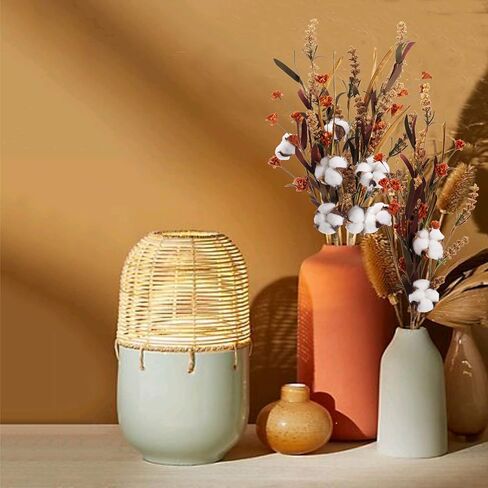 HUAESIN 2 جهاز كمبيوتر شخصى زهور سقوط اصطناعية 25 بوصة ينبع زهور الخريف مع 3 زهور قطنية سيقان قطنية ديكور فروع الخريف ترتيب زهور للمنزل قطع مركزية لعيد الشكر ديكور مهرجان الخريف in Kuwait