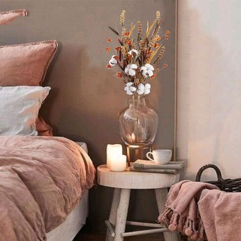 HUAESIN 2 جهاز كمبيوتر شخصى زهور سقوط اصطناعية 25 بوصة ينبع زهور الخريف مع 3 زهور قطنية سيقان قطنية ديكور فروع الخريف ترتيب زهور للمنزل قطع مركزية لعيد الشكر ديكور مهرجان الخريف in Kuwait