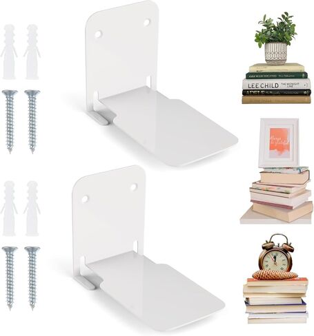 Invisible Floating Bookshelves Set of 2, Black Wall Mounted Bookshelf, Heavy-Duty Book Organizers, Iron Hanging Shelves for Bedroom, Living Room, Kitchen, Office in Saudi Arabia