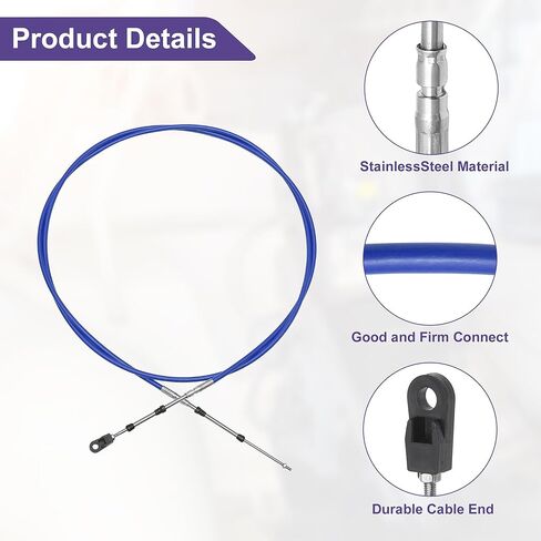 ACROPIX Universal 600cm 20FT 33C/3300 كابل التحكم في دواسة الوقود للقارب البحري أزرق مع رأس تثبيت لمحرك Yamaha الخارجي - حزمة من 2 in Saudi Arabia