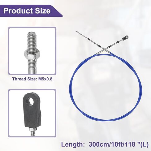 ACROPIX Universal 600cm 20FT 33C/3300 كابل التحكم في دواسة الوقود للقارب البحري أزرق مع رأس تثبيت لمحرك Yamaha الخارجي - حزمة من 2 in Saudi Arabia