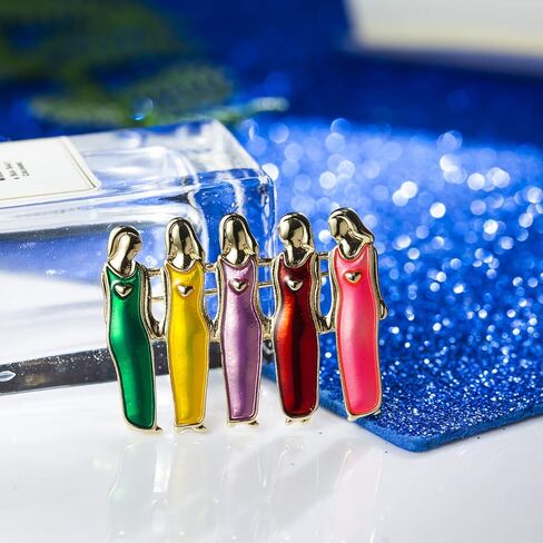 MANZHEN Enamel Five Sisters 5 Best Friends Brooch Pins BFF Brooch in Kuwait
