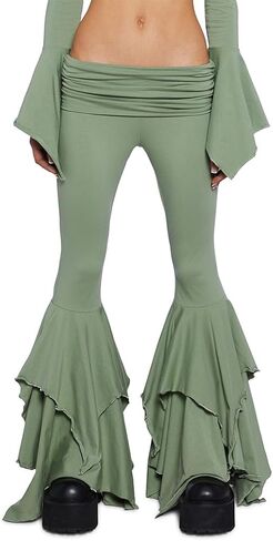 Dolls Kill F is for Fairies Flare Pants by Current Mood - Foldover Waist with Wide Leg and Handkerchief Design in Saudi Arabia