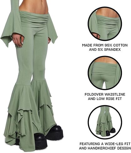 Dolls Kill F is for Fairies Flare Pants by Current Mood - Foldover Waist with Wide Leg and Handkerchief Design in Saudi Arabia
