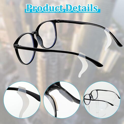 20 Pairs Eyeglass Nose Pads, 1mm Adhesive Anti-Slip Nose Pads, Transparent Sticky Nosepads with 5 Pairs Clear Ear Hooks, Silicone Glasses Replacement for Eyeglasses Glasses Sunglasses in Saudi Arabia