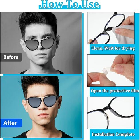 20 Pairs Eyeglass Nose Pads, 1mm Adhesive Anti-Slip Nose Pads, Transparent Sticky Nosepads with 5 Pairs Clear Ear Hooks, Silicone Glasses Replacement for Eyeglasses Glasses Sunglasses in Saudi Arabia
