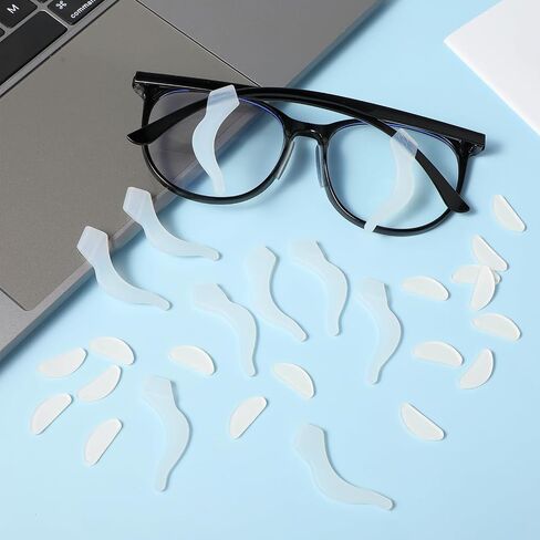 20 Pairs Eyeglass Nose Pads, 1mm Adhesive Anti-Slip Nose Pads, Transparent Sticky Nosepads with 5 Pairs Clear Ear Hooks, Silicone Glasses Replacement for Eyeglasses Glasses Sunglasses in Saudi Arabia