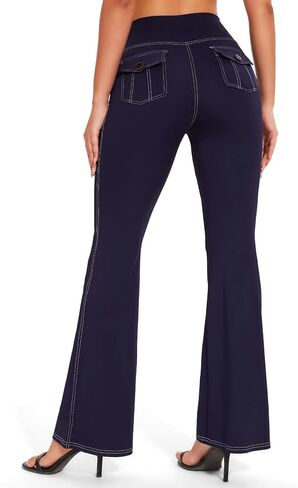 RIOJOY Women's Bootcut Yoga Pants with Pockets High Waisted Tummy Control Flare Leggings Workout Casual Dress Pants in Saudi Arabia