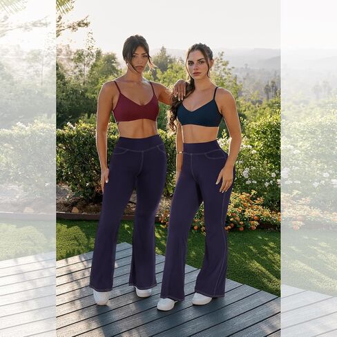 RIOJOY Women's Bootcut Yoga Pants with Pockets High Waisted Tummy Control Flare Leggings Workout Casual Dress Pants in Saudi Arabia