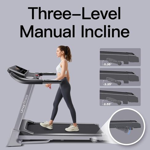 UMAY Fitness Home Folding 3 Level Incline Treadmill with Pulse Sensors, 3.0 HP Quiet Brushless, 8.7 MPH, 300 LBS Capacity, Grey in Saudi Arabia
