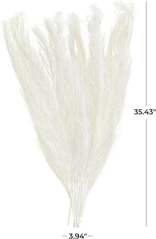 Deco 79 Dried Plant Feather Like Leaves Home Decor Natural Foliage Natural Dried Foliage with Stems, Foliage for Decoration 4" x 1" x 35", White in Saudi Arabia