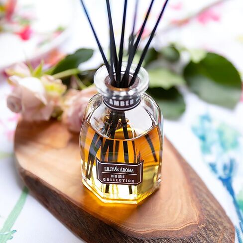Liliya’s Aroma Reed Diffuser Amber Wood, Home Collection, Diffuser Scent of Sandalwood and Sweet Vanilla, Diffuser Set 3 oz |90 ml in Saudi Arabia