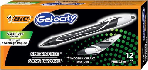 BIC Gel-ocity Quick Dry Gel Pen, Fine Point (0.5mm) - Box of 12 Blue Gel Pens (RGLCGF11-BLU) in Saudi Arabia
