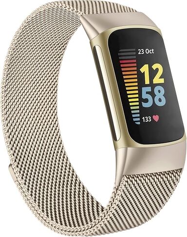 سوار معدني لساعة Fitbit Charge 5 للنساء والرجال، سوار معصم مغناطيسي من الفولاذ المقاوم للصدأ وسوار شبكي بديل لساعة Fitbit Charge 5 in Kuwait