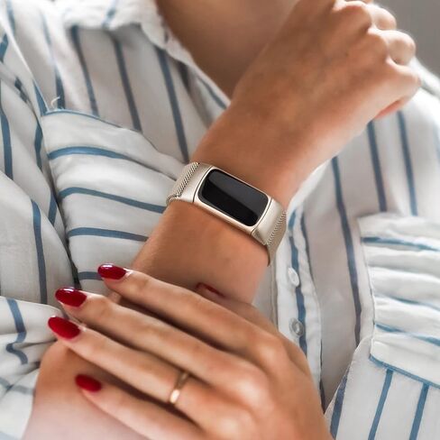 سوار معدني لساعة Fitbit Charge 5 للنساء والرجال، سوار معصم مغناطيسي من الفولاذ المقاوم للصدأ وسوار شبكي بديل لساعة Fitbit Charge 5 in Kuwait