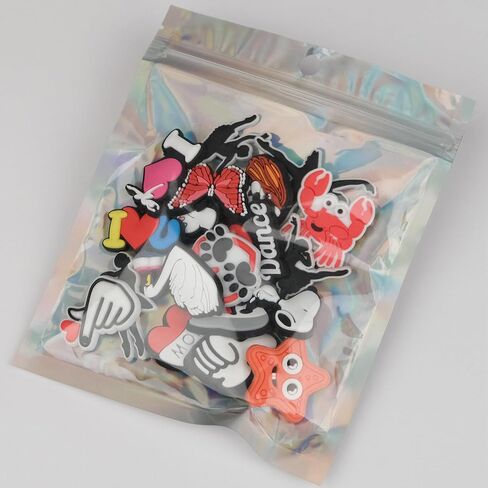 Shoe Croc Charms Shoe Charms for Sandals Wristband, Charms for Bracelets, Birthday Decorations Party Gift, Cute Pins Croc Accessories, Shoe Clips, Croc Pins, Kids Jibits, dance, ballet, heart, butterfly, dog figures with Laser Holographic Gift Bag in Saudi Arabia