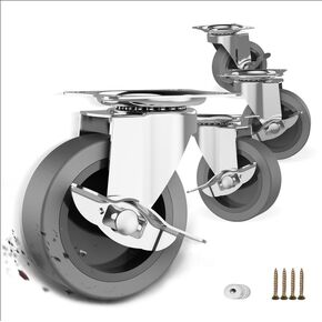 3 Inch Caster Wheels, Casters Set of 32, Heavy Duty Casters with Brake, Locking Casters with Rubber Wheels，Plate Swivel Casters Wheels for Furniture Cart and Workbench,Pack of 32