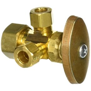BrassCraft CR1901LRX R1 Dual Outlet Stop 1/2 in. Nom X 3/8 in. Od Comp Rough Brass-100968