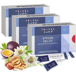 Stress Relief |Passionflower 200mg |Vitamin B6 and B12 |Premium |Natural Supplement |Relieves Stress while Traveling |Fast-Acting | 10 Sticks (Pack of 3)