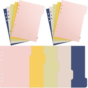 Framendino, 3 Sets A6 Multicolor Divider Binder Index Dividers 6 Holes Ring for Notebooks Journal Diary Planner Notepad Travel Plann