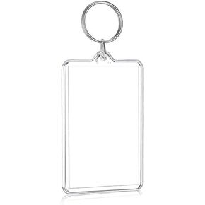 1Pc Transparent Plastic Picture Frame Keychain Rectangle Shapes Blank Photo Keychains Photo Display Plastic Blank Keychain Clip Photo Holders Photo Albums, Frames and Accessories