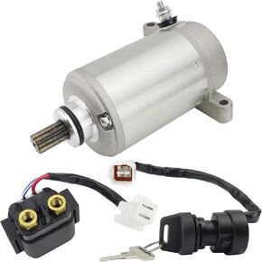 Starter w/Relay & Ignition Switch for Yamaha Grizzly 350 2007-2014, Bruin 350 2004-2006, Wolverine 350 2006-2009, 3HE-81890-00-00 3HE-81800-00-00 18757, Bruin Wolverine Grizzly 350 Starter