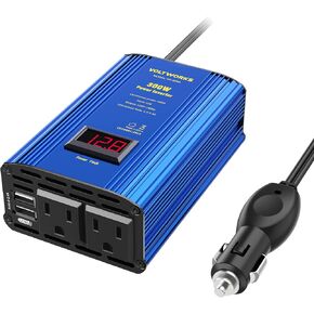 Power Inverter 2000Watt DC 12v to AC 110V-120V with Remote Controller and 2.4A USB Port 3 AC Outlets for Home RV Truck by VOLTWORKS
