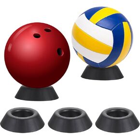 Hipiwe Bowling Ball Holder - 5 Packs Plastic Bowling Ball Cups Sport Ball Display Stands Black Soccer Ball Rack Memorabilia Ball Display Ring Pedestal for Football Basketball Volleyball Baseball
