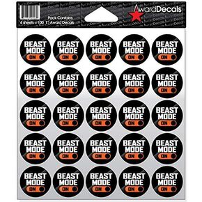 Beast Mode Sticker Set (100 Decals) The Original Award Decals Premium 20mil Thick 1" Helmet Decals Made in The USA Since 1976