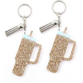 2Pcs Cute Key Chain for Women,Acrylic Key Chain Ornaments for Stanley Tumbler,Gift for Stanley Cup Enthusiasts