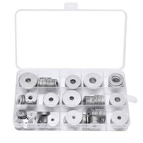 225 Pieces -15 Sizes M3 M4 M5 M6 M8 M10 M12 Stainless Steel Washers for Home & Industrial Usage