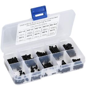 300PCS M2 x 3-20mm Screw Kit, 12.9 Grade M2 Bolts Screw Assortment, Hex Socket Screw Bolt and Nut Kit, Alloy Steel, for Car Maintenance Machine Repair