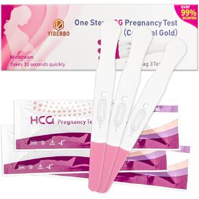Pregnancy-Test Pink-HCG Early-Detection Home-Sticks - Upgraded Version 3Count Detects in 30 Seconds Ultra High Sensitivity Simple Individually Wrapped YIDERBO