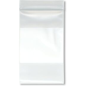 Plymor 3" x 5" (Pack of 100), 6 Mil Industrial Duty White-Block Zipper Reclosable Plastic Bags