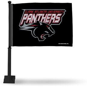 Rico Industries NCAA Clark Atlanta University Panthers - CAU Double Sided Car Flag with Black Pole - 16" x 19" - Strong Pole that Hooks Onto Car/Truck/Automobile