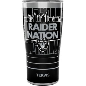 Tervis Traveler NFL Las Vegas Raiders - Raider Nation Slogan Triple Walled Insulated Tumbler Travel Cup Keeps Drinks Cold & Hot, 20oz, Stainless Steel