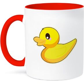 3dRose Cute Kawaii Rubber Duck Duckie Cartoon, Yellow Mug, 11 oz