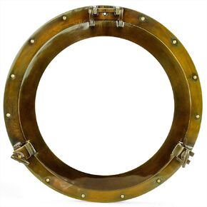Nagina International, 17" Aluminum Porthole Antique Finish~Port Window Glass Ship Porthole Decor