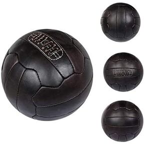 Vintage Soccer Ball - Antique Leather Football - Dark Brown Size 5