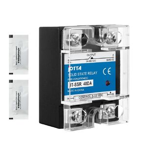 JOTTA Solid State Relay Zero Crossing Single Phase SSR-40DA Black Shell Input 3-32VDC Output 24-480VAC Current 40A SSR with Plastic Cover