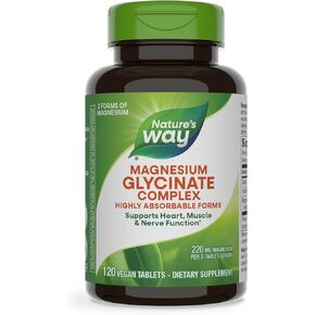 Nature's Way Magnesium Glycinate Complex, Supports Heart, Muscle, Nerve Function*, Highly Absorbable Magnesium Glycinate, Magnesium Malate, 220 mg per 2-Tablet Serving, Gluten Free, Vegan, 120 Tablets