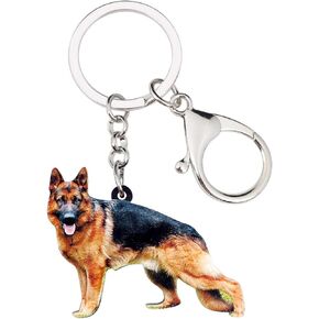 DOWAY Acrylic Dog Keychain Charm, German Shepherd Dog Key Ring Cute Keychains Car Key Chain for Kids Adults Gift Jewelry