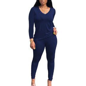 PINSV Women's Tracksuits 2 Piece Outfits Sweatsuit Long Sleeve Top Jogger Legging Pants Sets