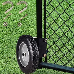 8 Inch Gate Wheel for Metal Tube Gate, Heavy Duty Helper Support Wheel, Rubber Gate Caster with 1-5/8" to 2" Gate Frames for Chain Link Fence Swing Gate(1 Pack,Black)