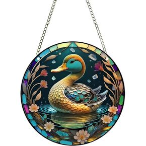 Owl Acrylic Window Hanging,Stained Window Hanging Decor Colorful Ornament,Stained Two-Sided Panel Hangings Decoration,Acrylic Suncatcher for Garden Kitchen Living Room