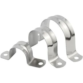 10Pcs M40 Rigid Pipe Strap, 1-1/2Inch Stainless Steel Conduit Clamp 2 Holes Cable U Bracket Pipe Clamp for Fixing Pipe or Cable, 0.71"" Width, us-uk-M9